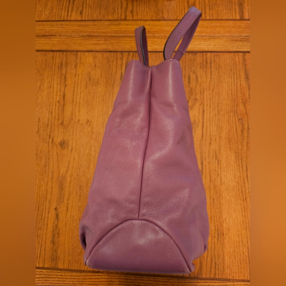 Coach Berry Purple Leather Soho Shoulder Bag w/ Double Handles & Bottom Studs - Picture 3 of 16